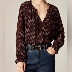 J. Crew Women's popover floral crepe de chine top